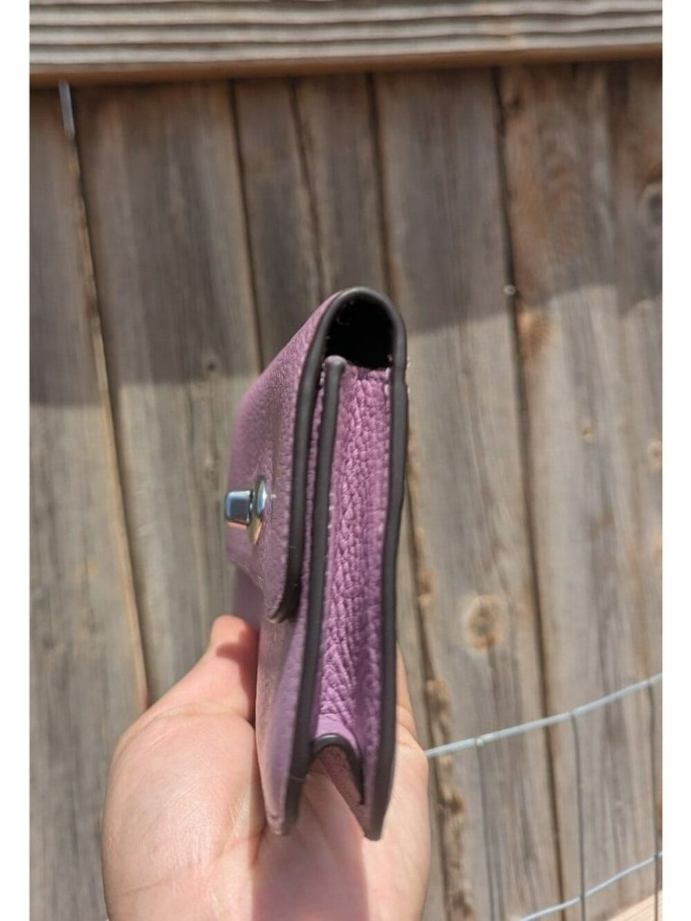 Coach Originals Pebbled Leather Turn Lock Wallet Violet Orchid Silver - Picture 3 of 12